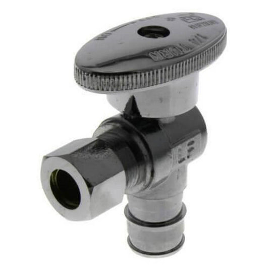 BrassCraft PlumbShop® 1/2 x 3/8 in. Barbed x OD Compression Angle Supply Stop Valve in Chrome Plated