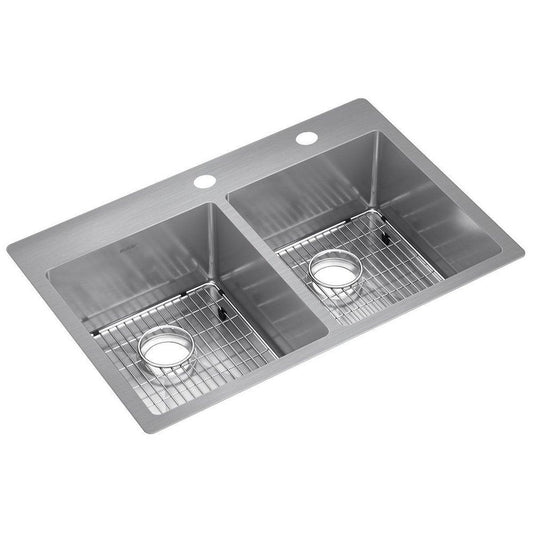 Elkay Crosstown® 33 in. Drop-in Stainless Steel Double Bowl Kitchen Sink in Polished Satin