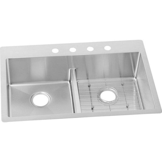 Elkay Crosstown® 33 in. Dual Mount Stainless Steel Double Bowl Kitchen Sink in Polished Satin