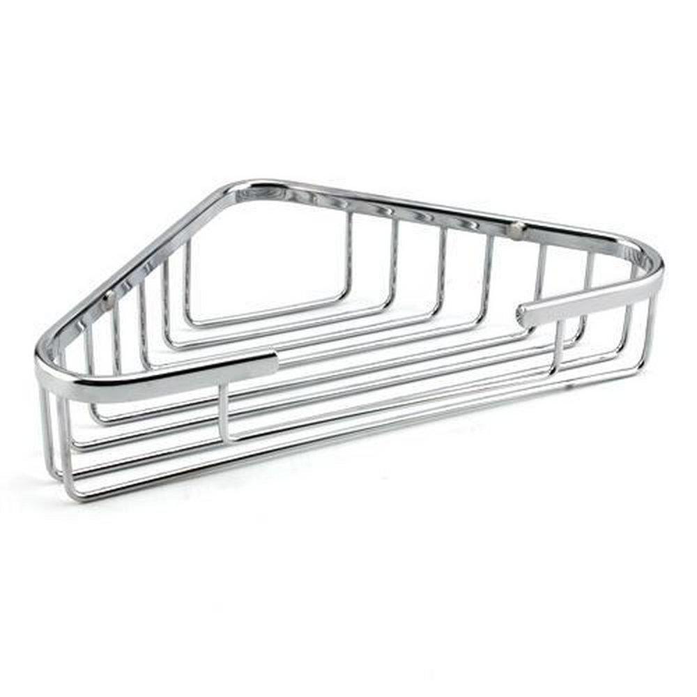 Signature Hardware Transitional 6 in. Corner Shower Basket in Chrome