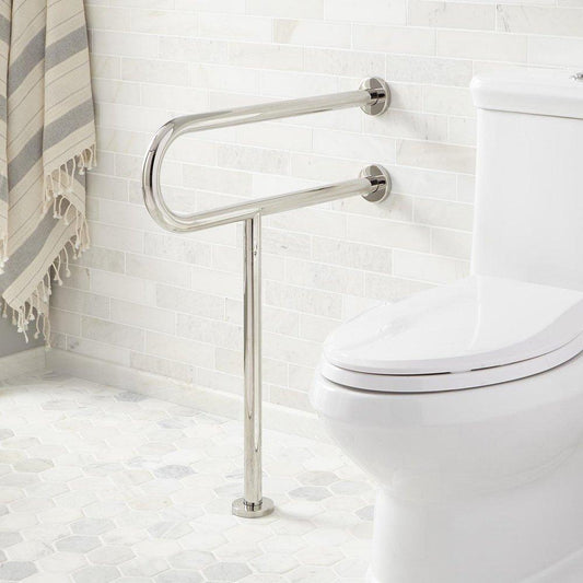 Signature Hardware Pickens U-Shape Grab Bar with Leg Support in Polished Stainless Steel