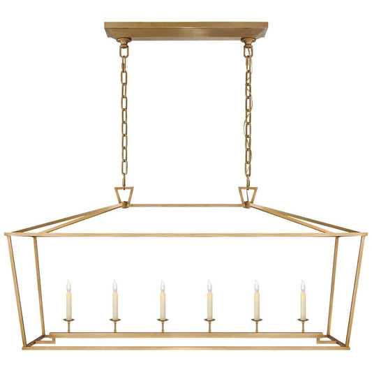 Visual Comfort & Co. Signature Darlana 60W 6-Light Candelabra E-12 Large Linear Outdoor Pendant in Antique Burnished Brass