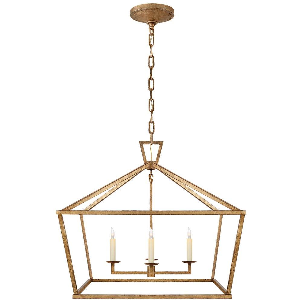Visual Comfort Studio E.F. Chapman Darlana 60W 4-Light Candelabra E-12 Medium Wide Outdoor Pendant in Gilded Iron