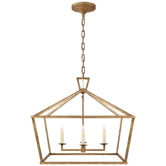 Visual Comfort Studio E.F. Chapman Darlana 60W 4-Light Candelabra E-12 Medium Wide Outdoor Pendant in Gilded Iron