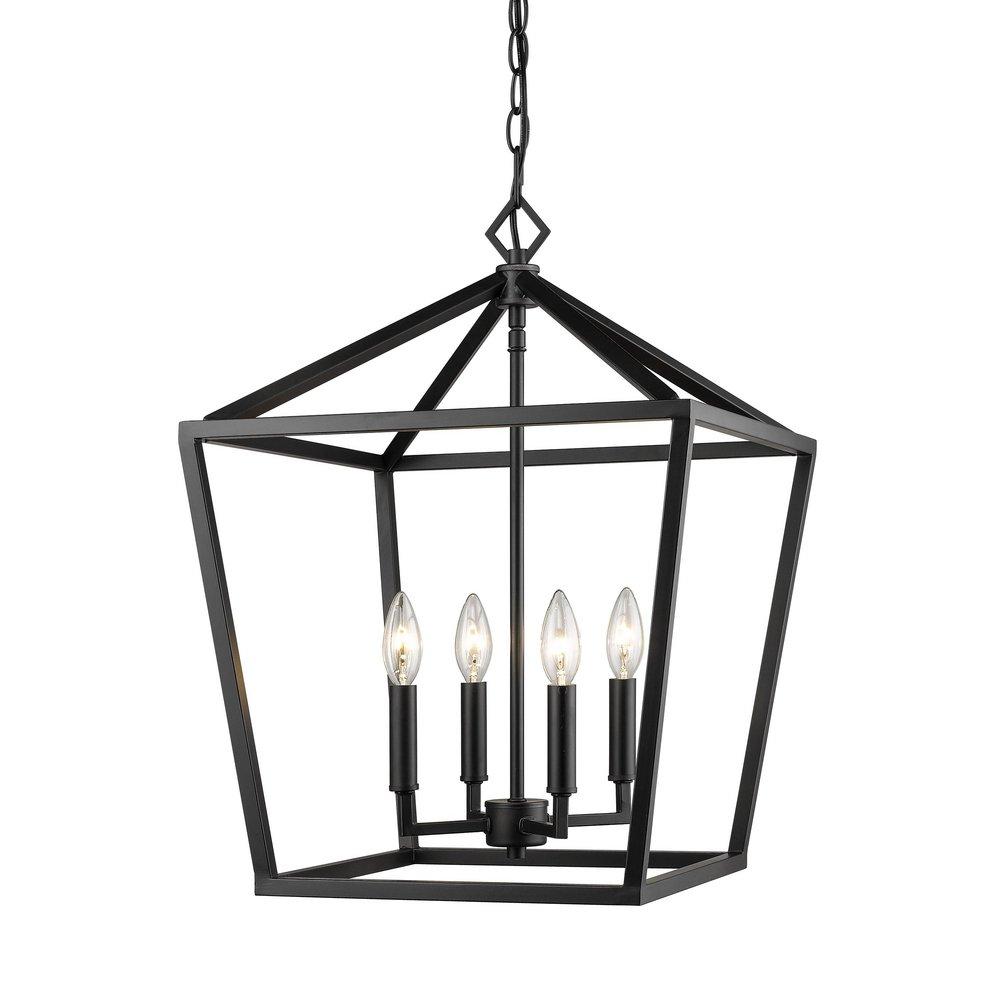 4-Light Pendant Light in Matte Black
