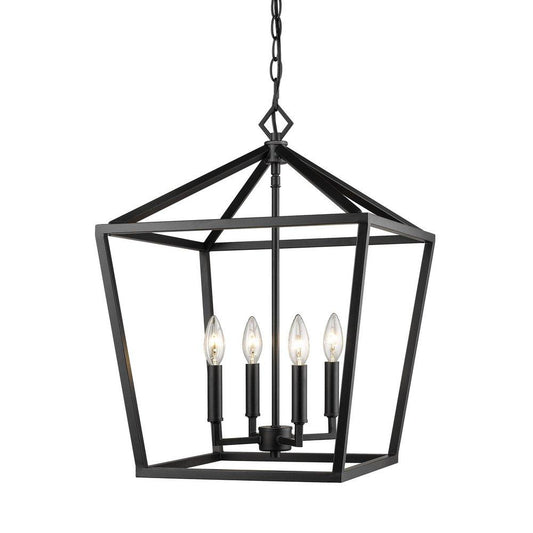 4-Light Pendant Light in Matte Black