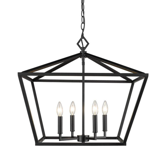 4-Light Pendant Light in Matte Black