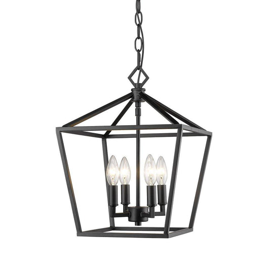4-Light Pendant Light in Matte Black