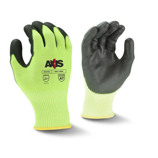 Radians AXIS™ 13G Cut Level A8 PU Coated Glove in High Visibility Green with Black, L