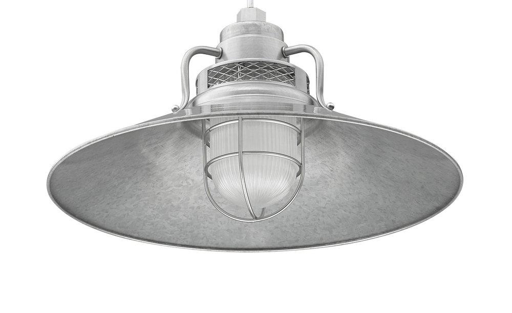 Millennium Lighting R Series 1-Light Stem Hung Railroad Shade in Galvanized