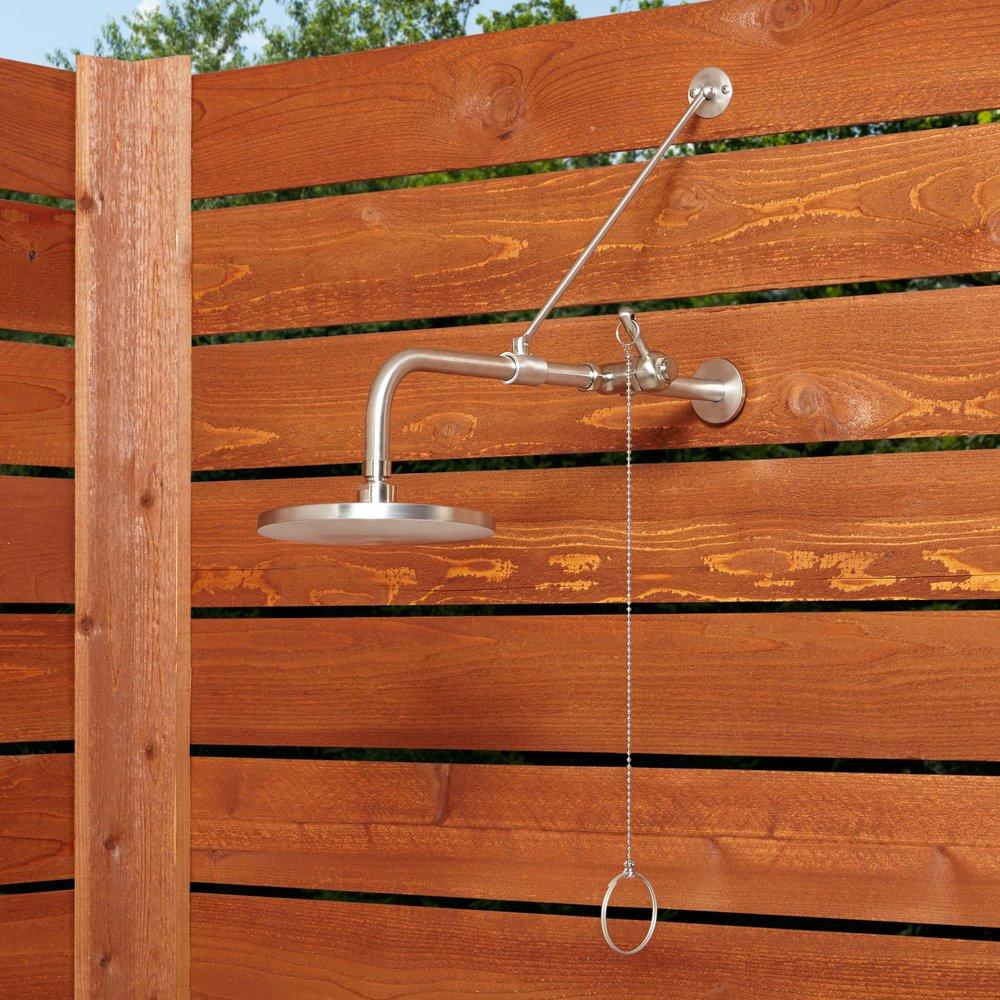 Pull Chain Wall-Mount Outdoor Shower in Stainless Steel