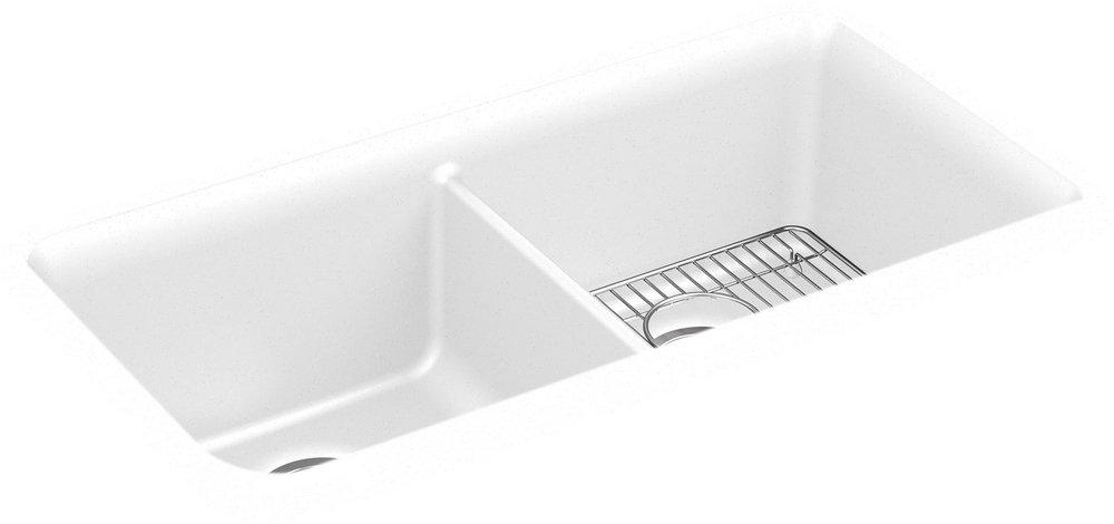 KOHLER Cairn® 33-1/2 in. Undermount Neoroc Double Bowl Kitchen Sink in Matte White