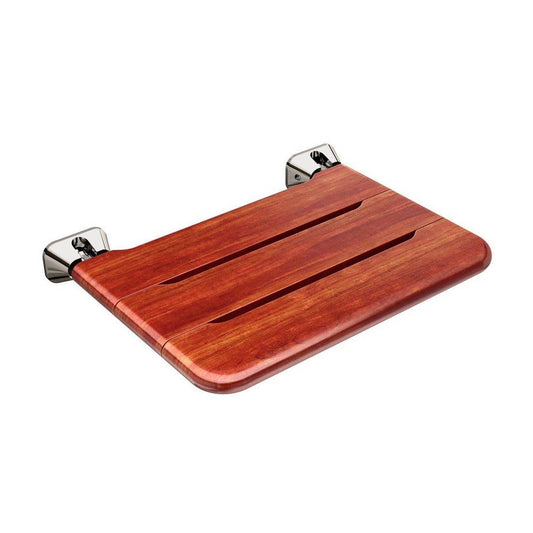 Teak Wood Shower Seat with Polished Nickel Support Arms