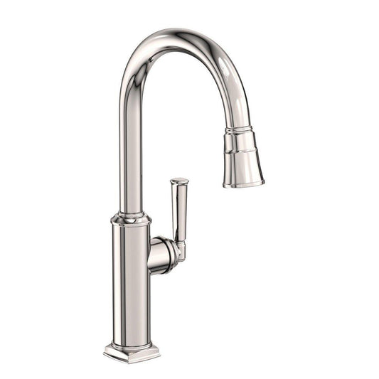 Newport Brass Zemora Single Handle Pull Down Kitchen Faucet in Polished Nickel - Natural