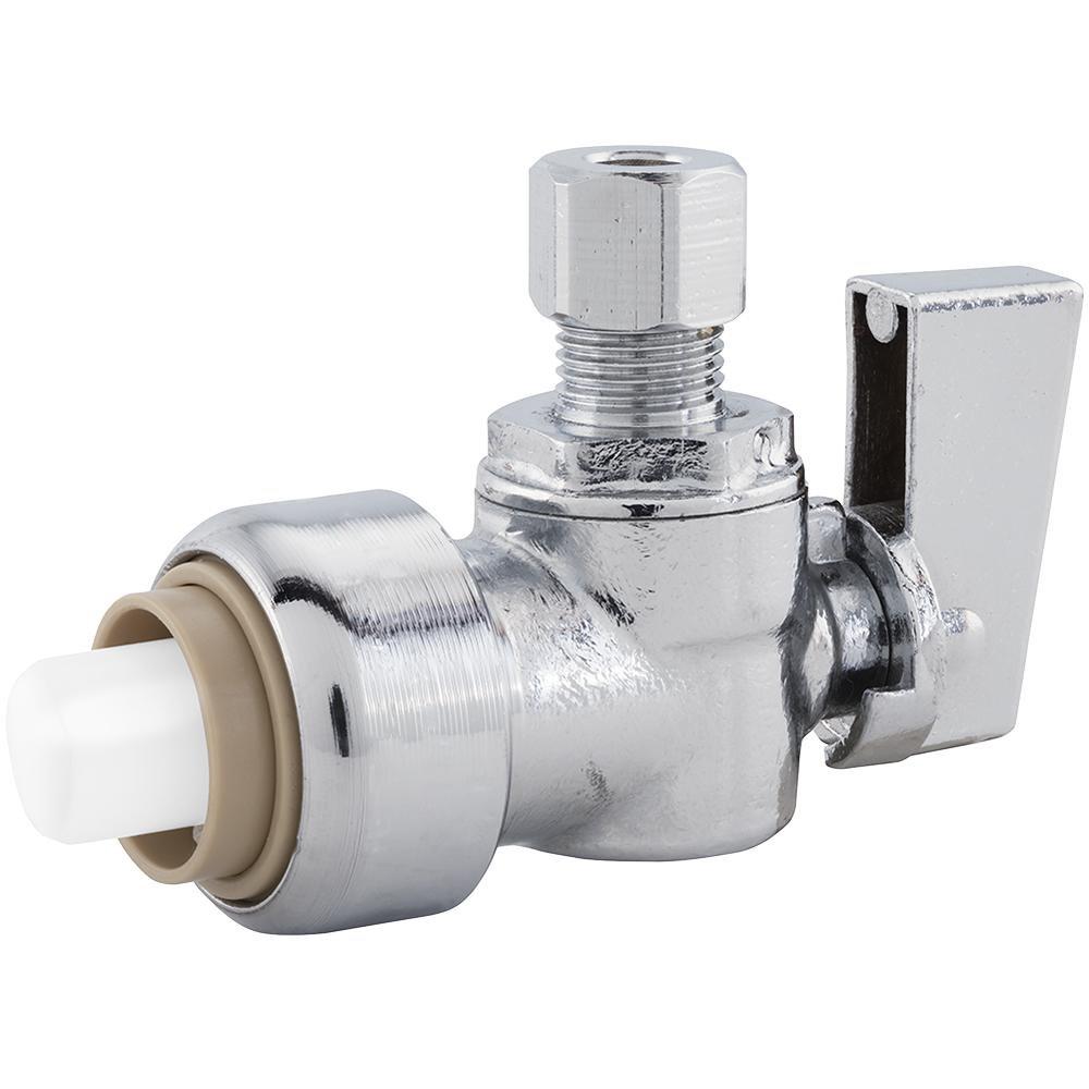 Jones Stephens Plumbite® 1/2 x 3/8 in. Push x Compression Angle Supply Stop Valve in Chrome