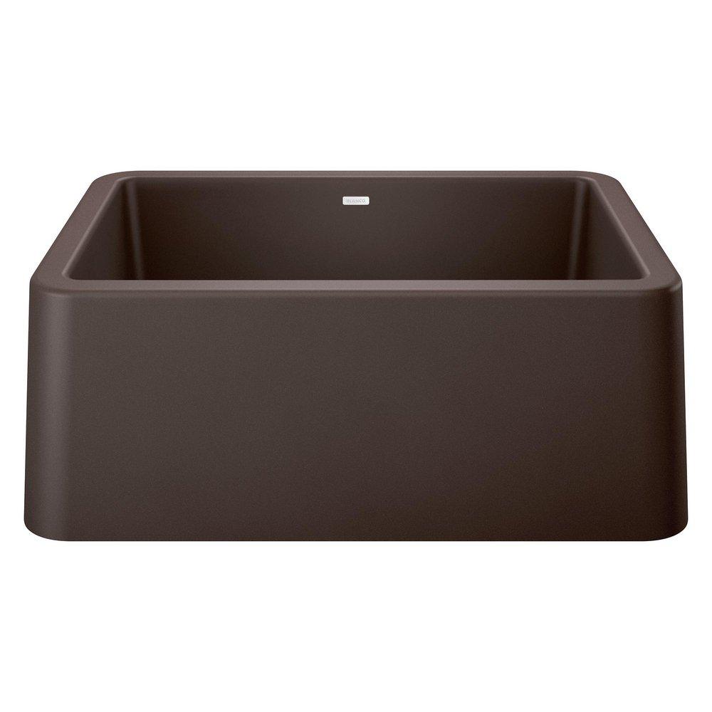 BLANCO Ikon 27 in. Farmhouse Silgranit Single Bowl Kitchen Sink in Café