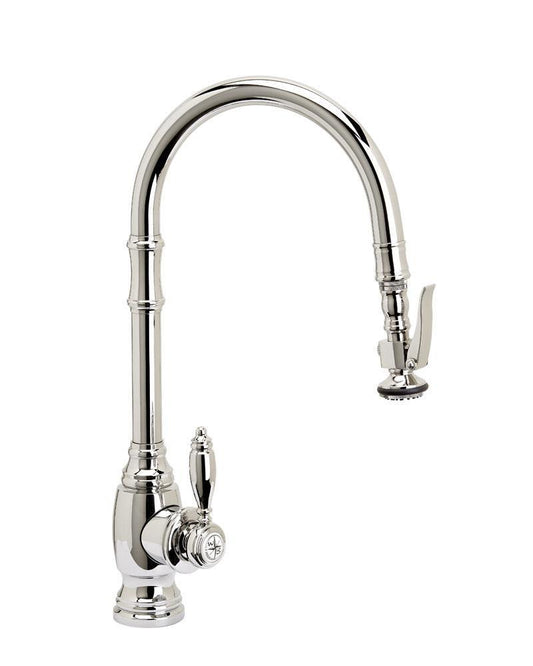 Waterstone Traditional Single Handle Pull Down Kitchen Faucet in Polished Nickel