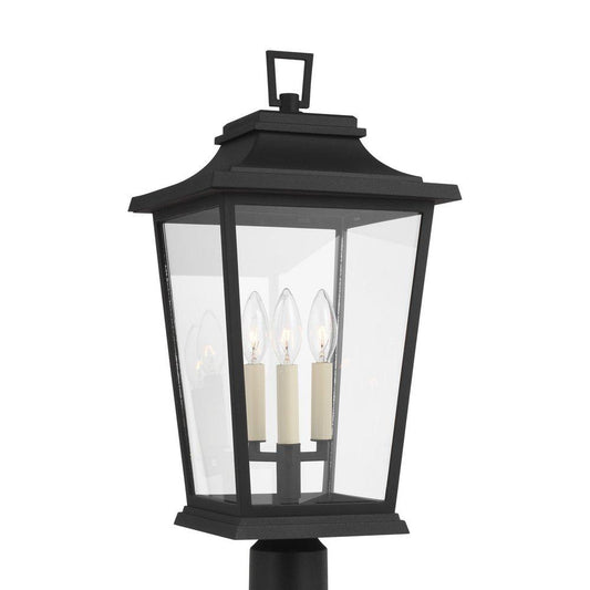 Visual Comfort & Co. Studio Warren 60W 3-Light Candelabra E-12 Incandescent Outdoor Post Lamp in Textured Black