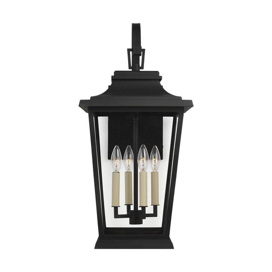 Visual Comfort & Co. Studio Warren 60W 4-Light Candelabra E-12 Incandescent Outdoor Wall Sconce in Textured Black