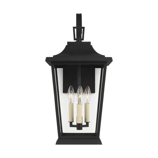 Visual Comfort & Co. Studio Warren 60W 3-Light Candelabra E-12 Incandescent Outdoor Wall Sconce in Textured Black
