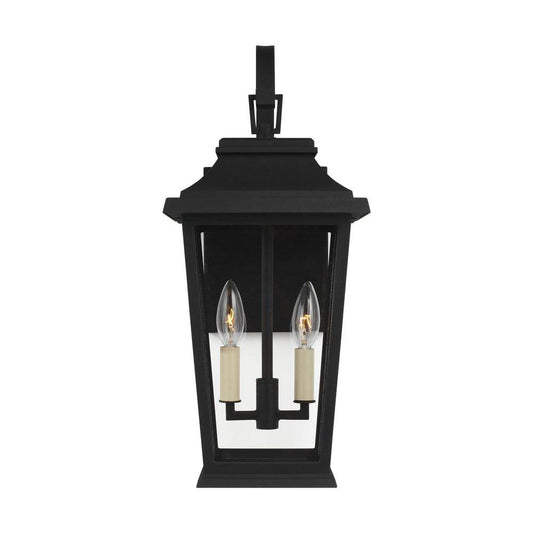 Visual Comfort & Co. Studio Warren 60W 2-Light Candelabra E-12 Incandescent Outdoor Wall Sconce in Textured Black
