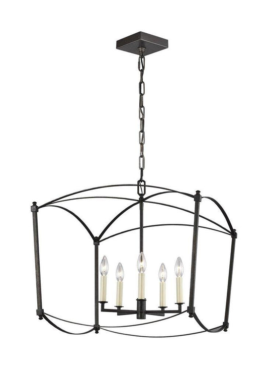 Visual Comfort & Co. Studio Thayer 60W 5-Light Candelabra E-12 Incandescent Lantern in Smith Steel