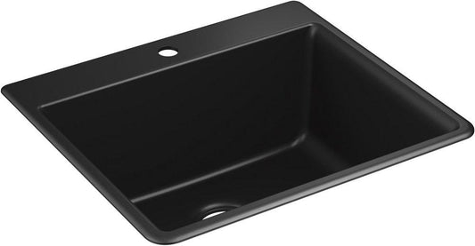 KOHLER Kennon® 25 in. Dual Mount Neoroc Single Bowl Kitchen Sink in Matte Black