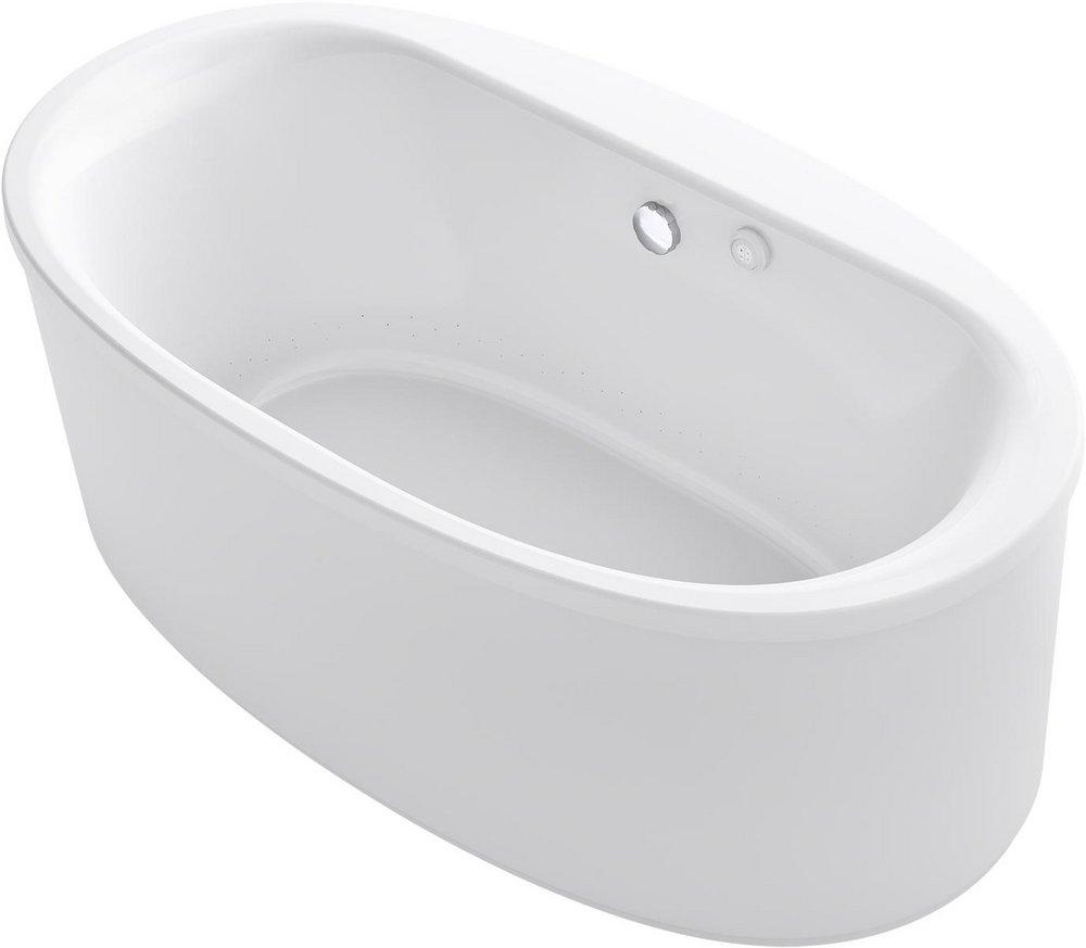 KOHLER Sunstruck® 60-9/16 x 34-11/16 in. Freestanding Bathtub with Center Drain in White