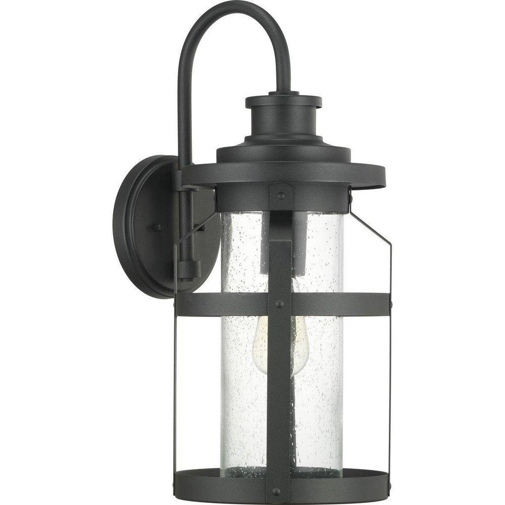 Progress Lighting Haslett 9-3/8 in. 100W 1-Light Medium E-26 Incandescent Outdoor Wall Sconce in Black