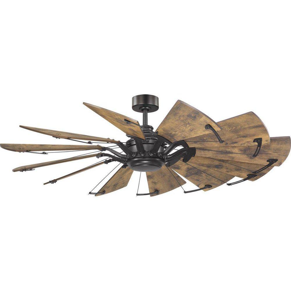 Progress Lighting Springer 60 in. 12-Blade Indoor DC Motor Farmhouse Windmill Ceiling Fan in Architectural Bronze