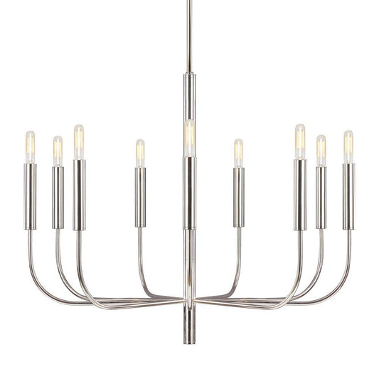Visual Comfort & Co. Studio Brianna 30 in. 60W 9-Light Candelabra E-12 Chandelier in Polished Nickel