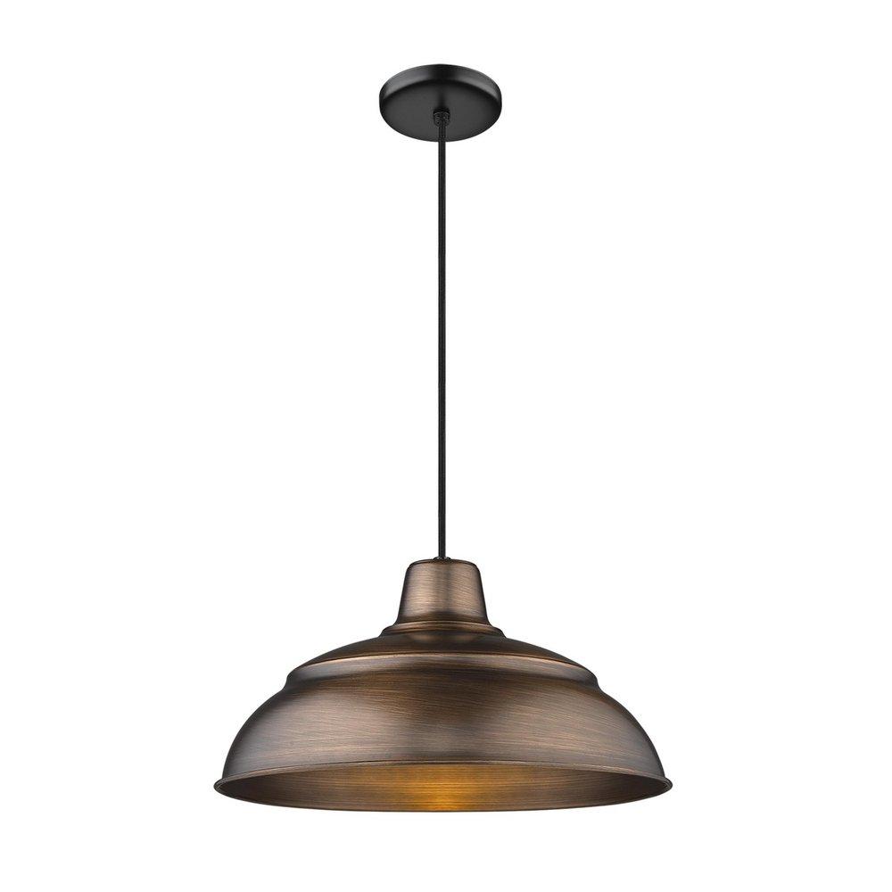 Millennium Lighting R Series 1-Light Cord Hung Warehouse Shade in Natural Copper