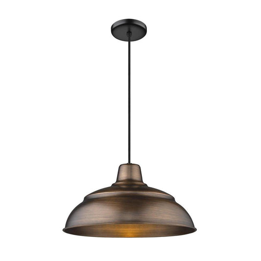 Millennium Lighting R Series 1-Light Cord Hung Warehouse Shade in Natural Copper