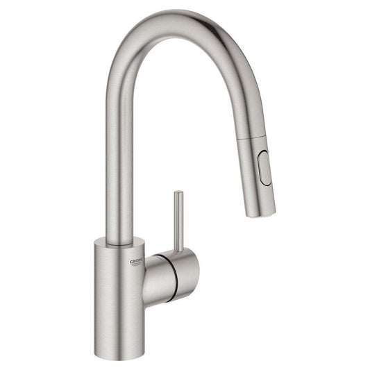 GROHE Concetto® Single Handle Pull Down Bar Faucet in SuperSteel Infinity™