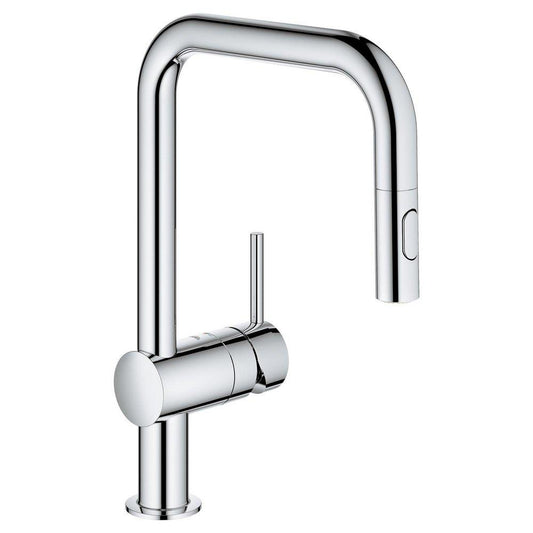 GROHE Minta Single Handle Pull Down Kitchen Faucet in StarLight® Chrome