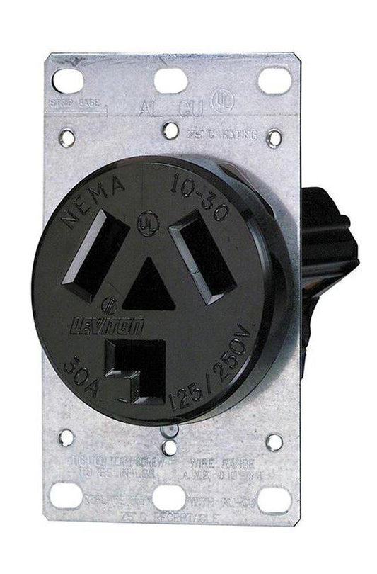 30A 125/250V Flush Mount Receptacle in Black