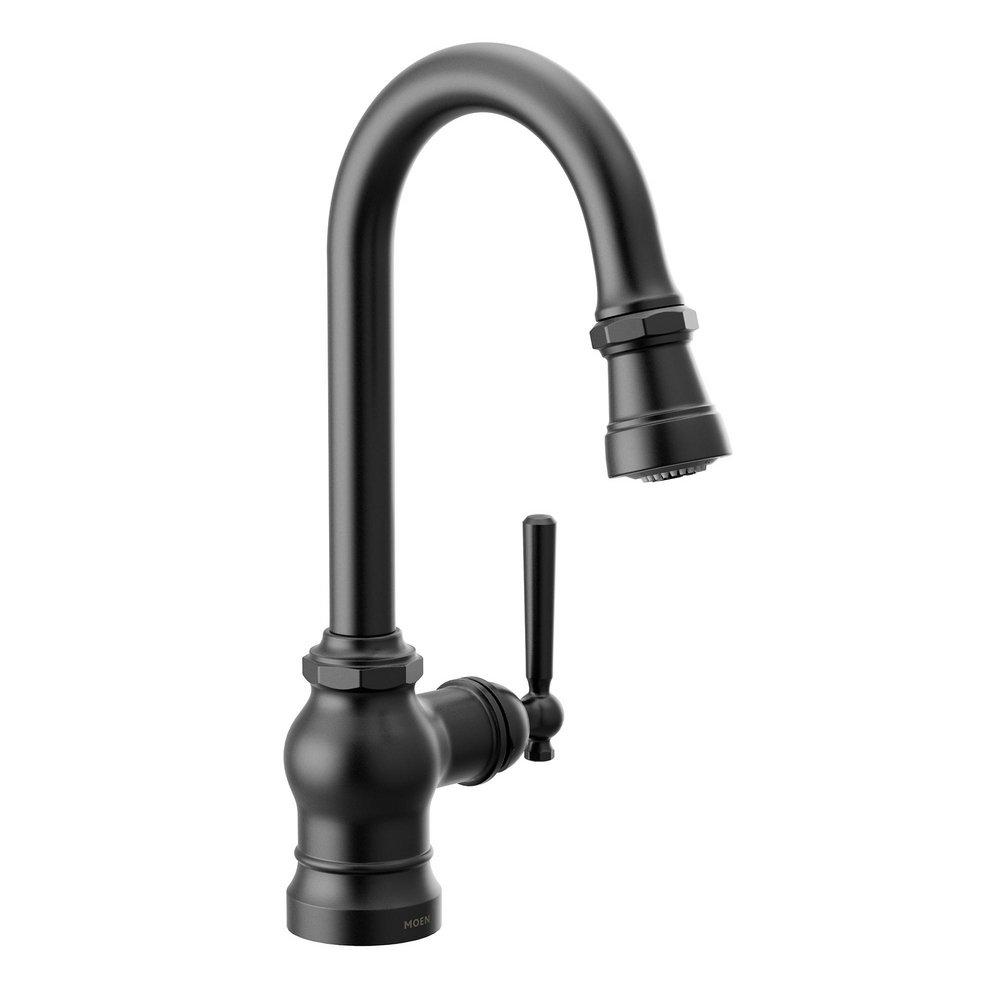 Moen Paterson™ Single Handle Pull Down Bar Faucet in Matte Black
