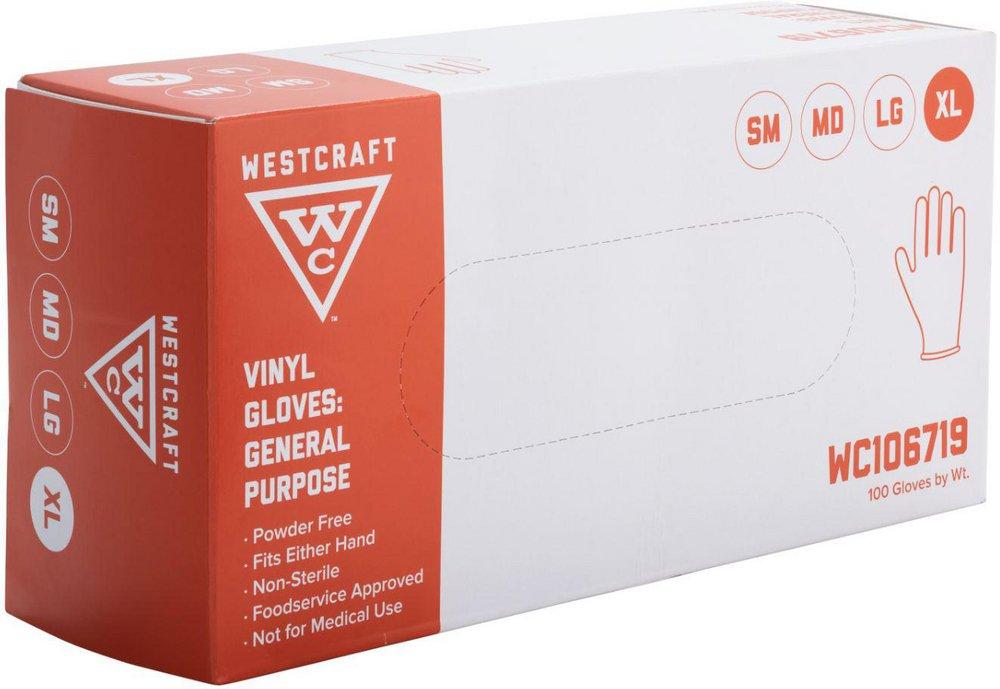 Powder Free Disposable Vinyl Gloves in Clear, XL (Box of 100)