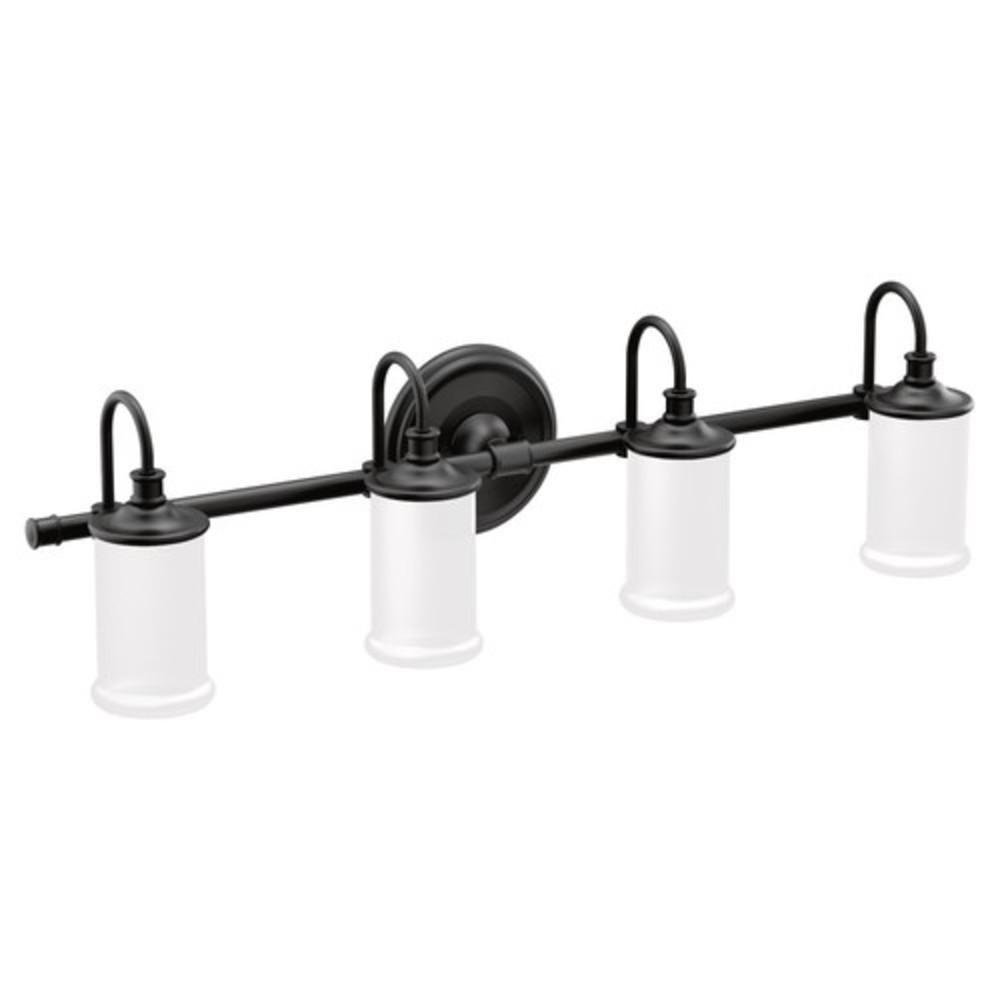 Moen Belfield™ 100W 4-Light Medium E-26 Vanity Fixture in Matte Black