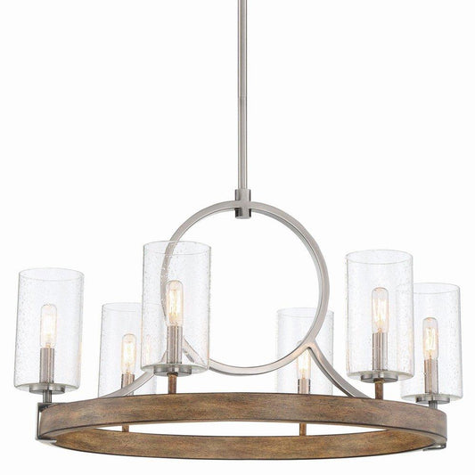 Minka Lavery Country Estates 6-Light Chandelier in Sun Faded Wood with Brushed Nickel Accents