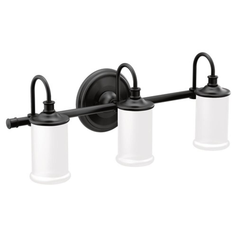 Moen Belfield™ 100W 3-Light Medium E-26 Vanity Fixture in Matte Black