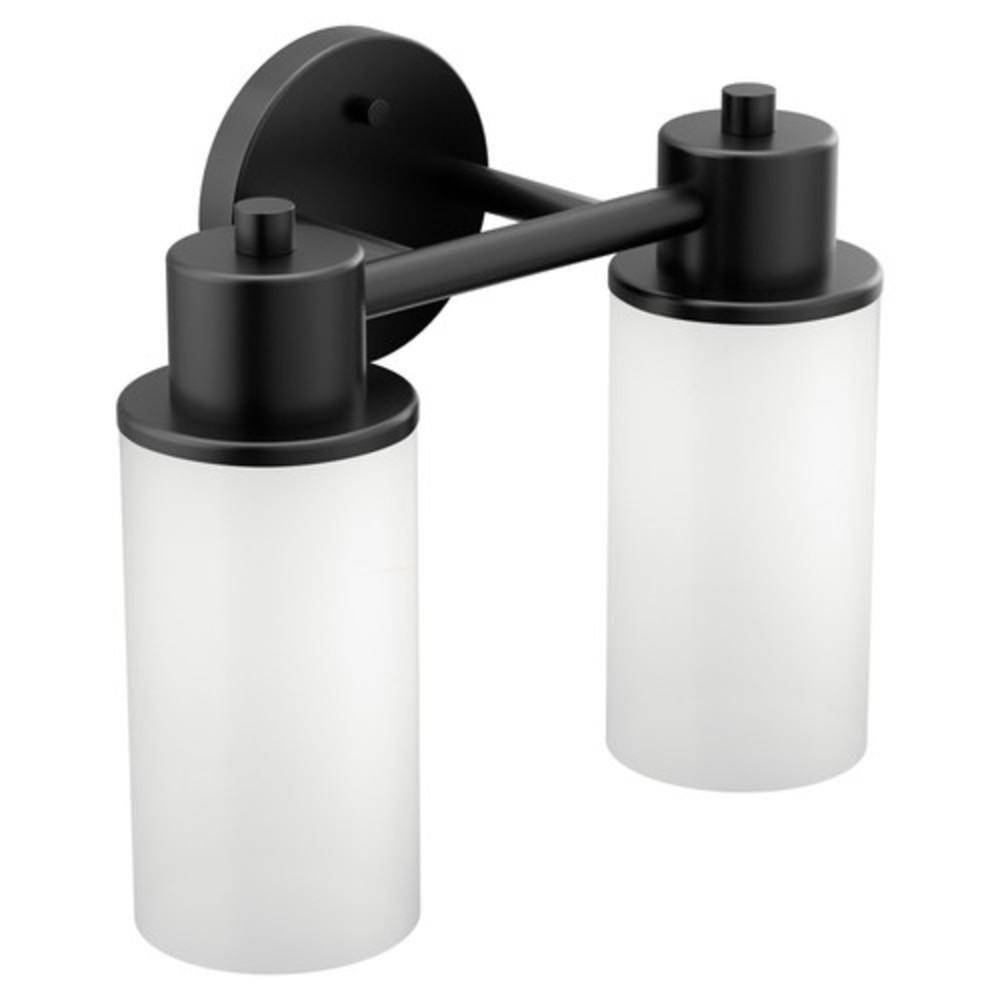 Moen Iso™ 100W 2-Light Medium E-26 Vanity Fixture in Matte Black