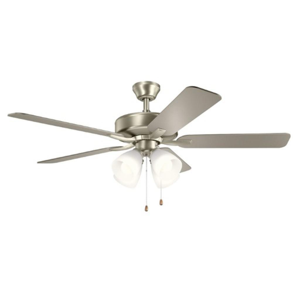 Kichler Lighting Basics Pro Premier 52W 4-Light 5-Blade Ceiling Fan in Brushed Nickel
