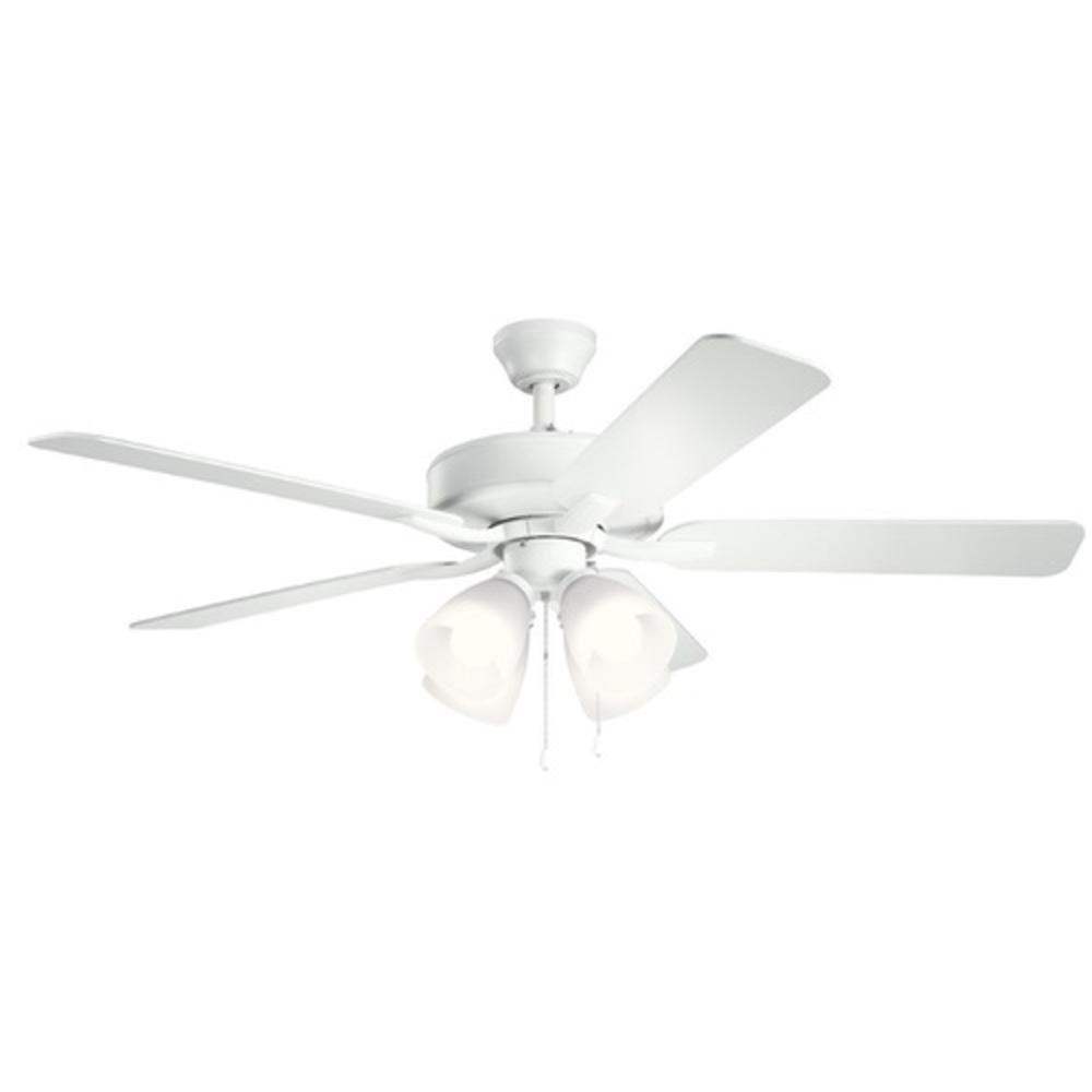 Kichler Lighting Basics Pro Premier 52W 4-Light 5-Blade Medium E-26 LED Ceiling Fan in Matte White