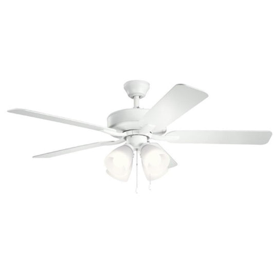 Kichler Lighting Basics Pro Premier 52W 4-Light 5-Blade Medium E-26 LED Ceiling Fan in Matte White