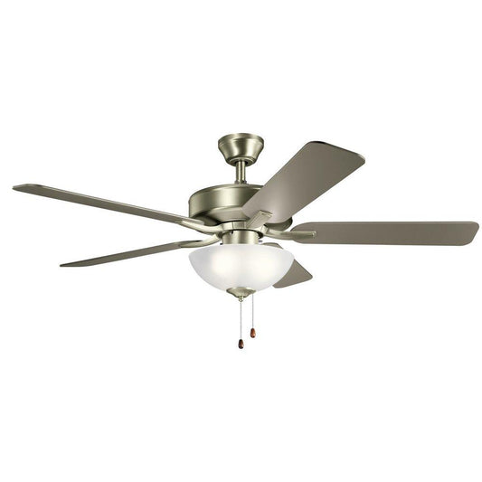 Kichler Lighting Basics Pro Select 52 in. 5-Blade 3-Light LED Ceiling Fan in Brushed Nickel