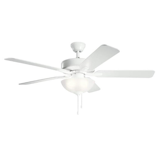 Kichler Lighting Basics Pro Select 52W 3-Light 5-Blade LED Ceiling Fan in White