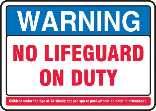 20 x 28 in. Warning No Lifeguard On Duty Sign