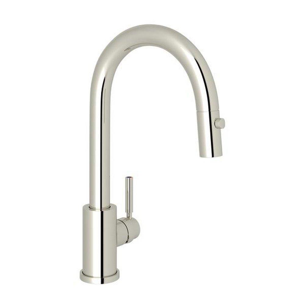 Single Handle Pull Down Bar Faucet in Polished Nickel