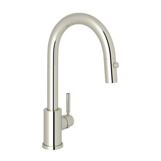 Single Handle Pull Down Bar Faucet in Polished Nickel